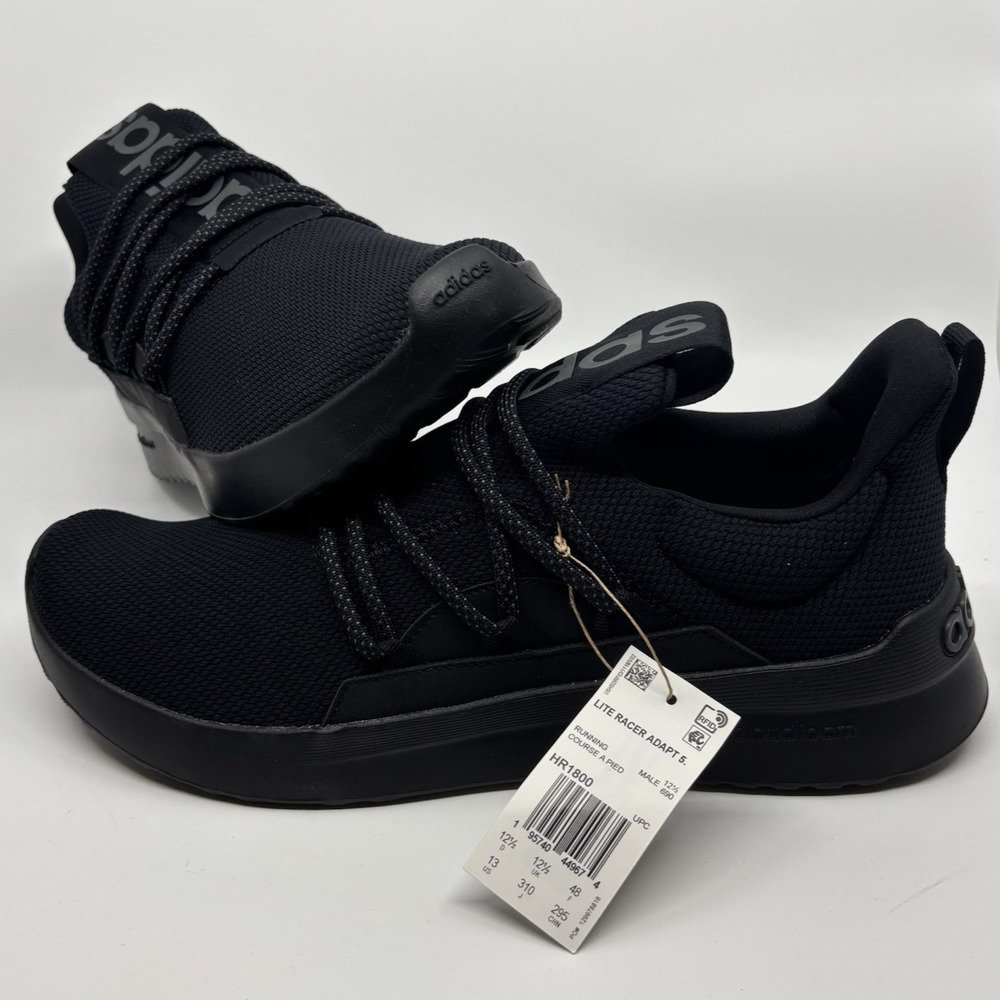 Adidas Lite Racer Adapt 5.0 Mens Size 13 Wide Triple Black Carbon Lifestyle New